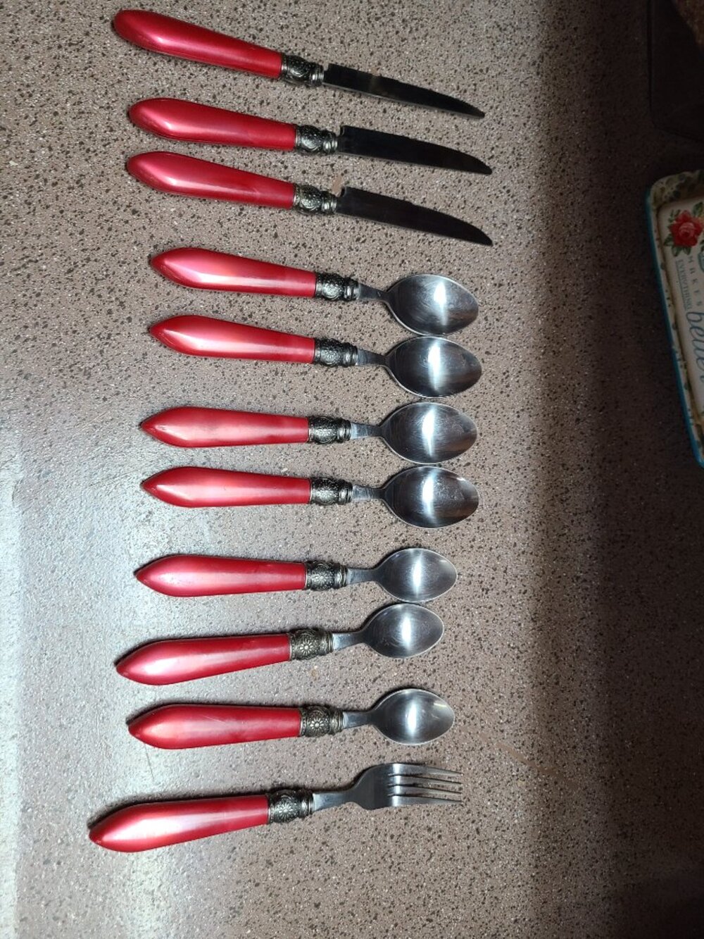 Pioneer Woman Red Cowgirl Lace Stainless Steel Flatware Lot of 11 Mixed Lot
